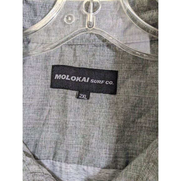 Molokai Surf Co Shirt Mens 2XL Gray Cotton Blend Short Sleeve Regular Fit Pocket - Picture 6 of 7